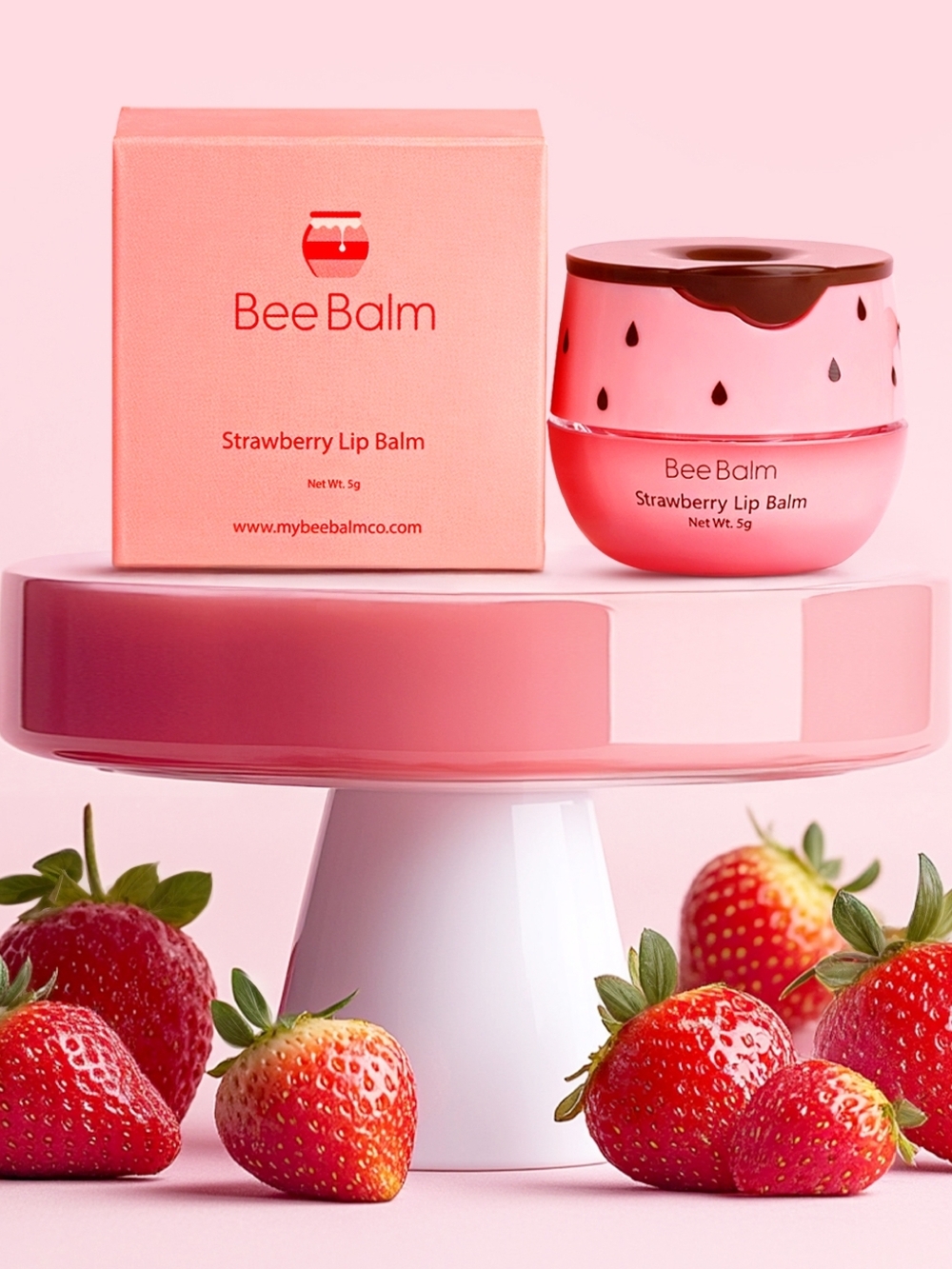 Strawberry Lip Balm — Pink Hydrating Balm